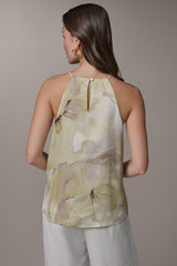 Donna Karan | SLEEVELESS FLORAL HALTER TOP