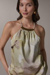 Donna Karan | SLEEVELESS FLORAL HALTER TOP