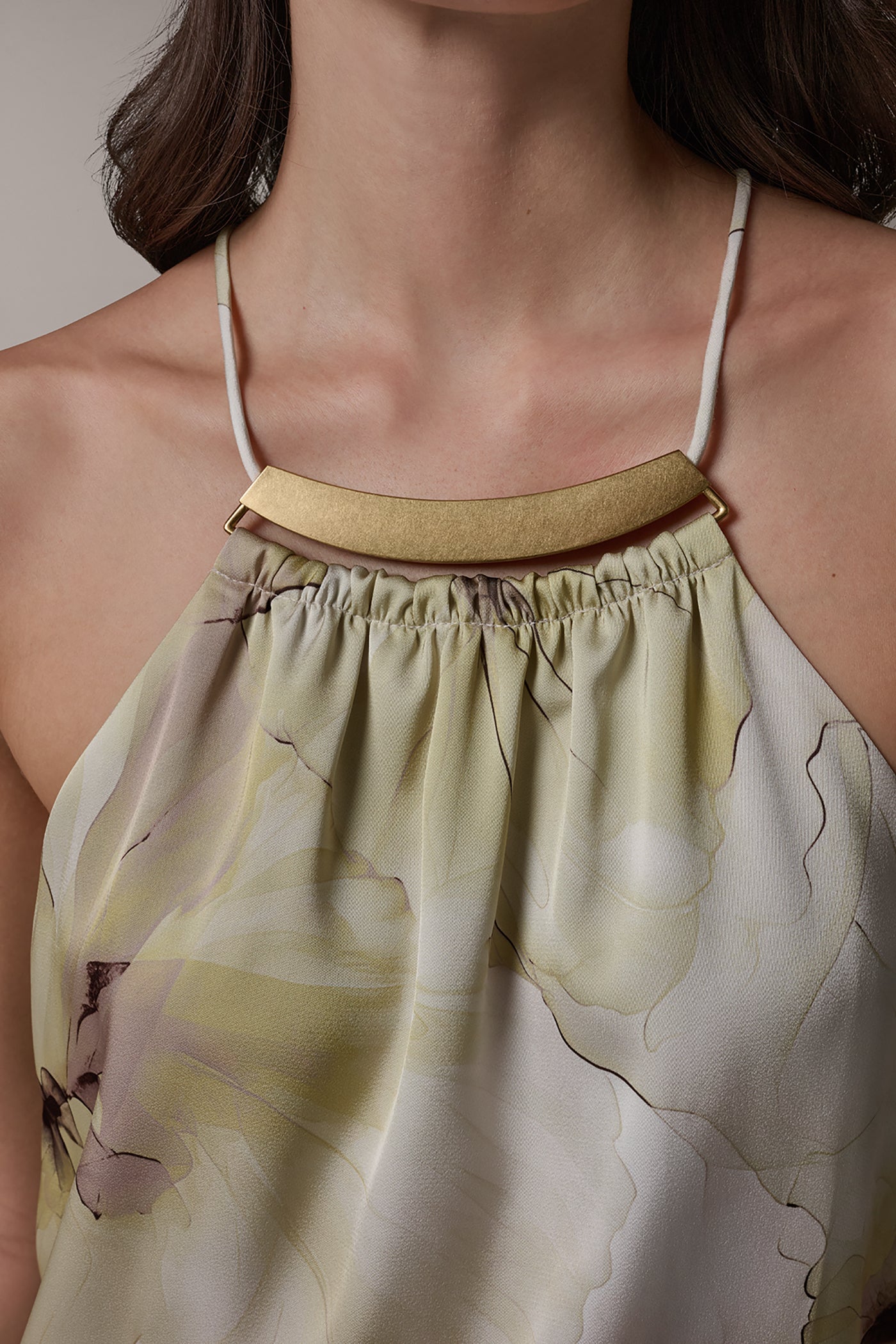 Donna Karan | SLEEVELESS FLORAL HALTER TOP