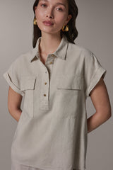 Donna Karan | CAP SLEEVE CAMP SHIRT