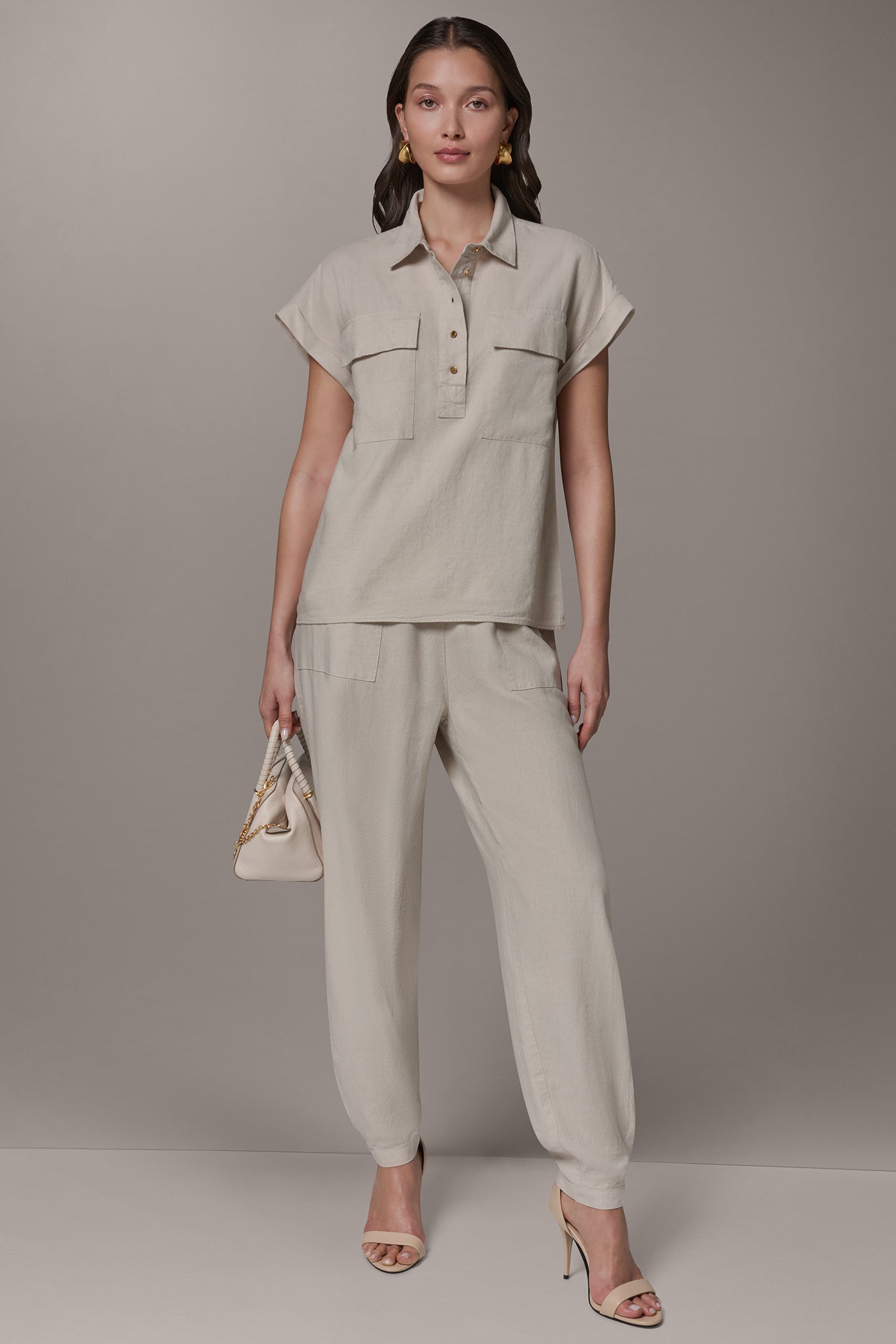 Donna Karan | CAP SLEEVE CAMP SHIRT