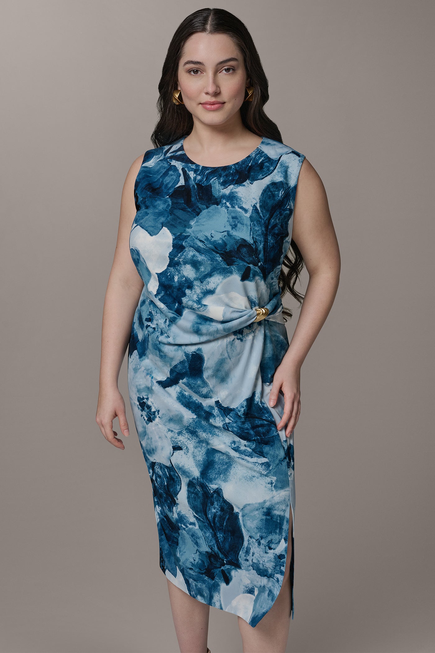 Donna Karan | SLEEVELESS TWIST WAIST MIDI SHEATH
