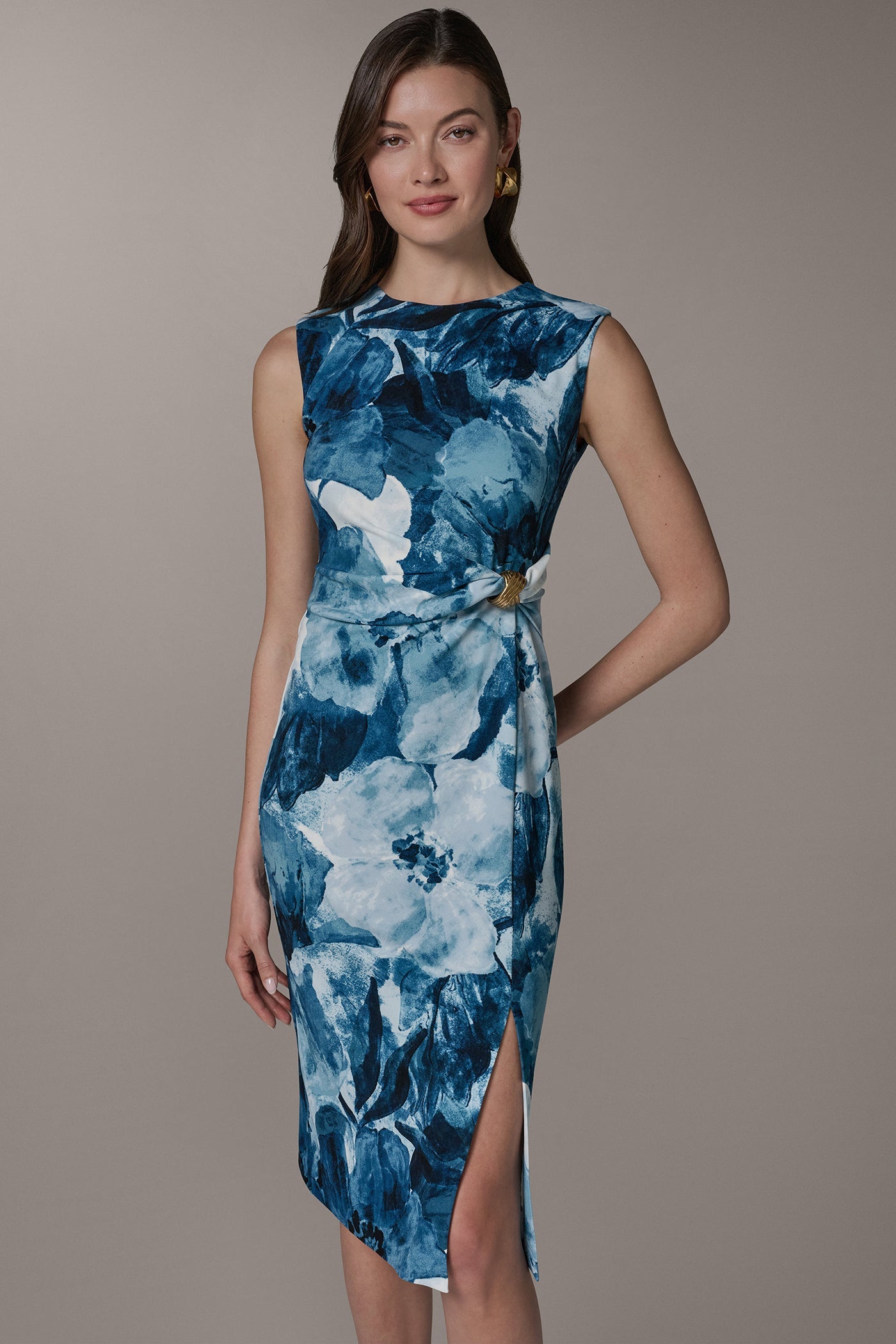 Donna Karan | SLEEVELESS TWIST WAIST MIDI SHEATH