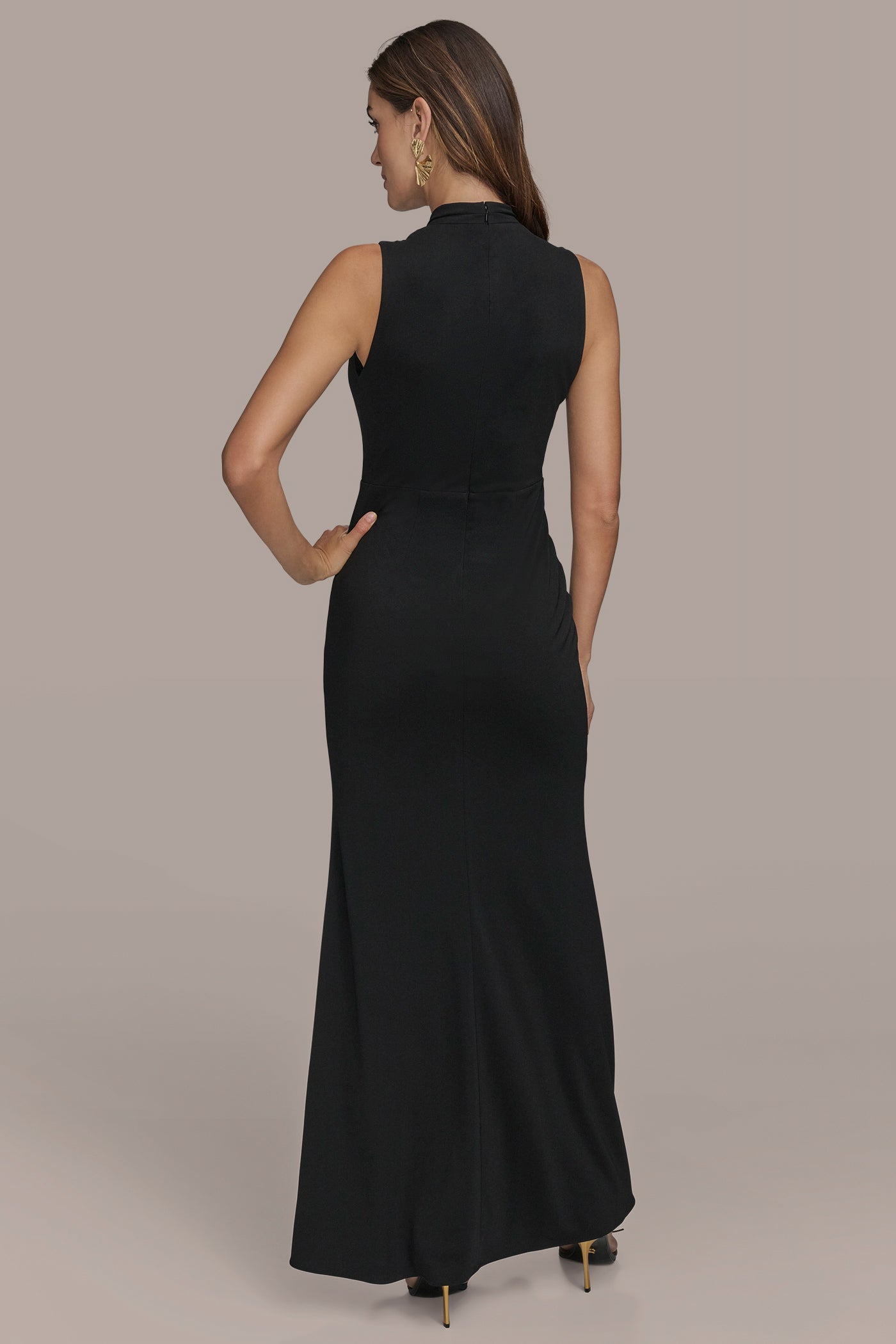Donna Karan | SLEEVELESS WRAP RUFFLE MAXI GOWN