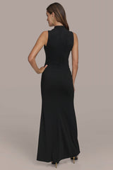 Donna Karan | SLEEVELESS WRAP RUFFLE MAXI GOWN