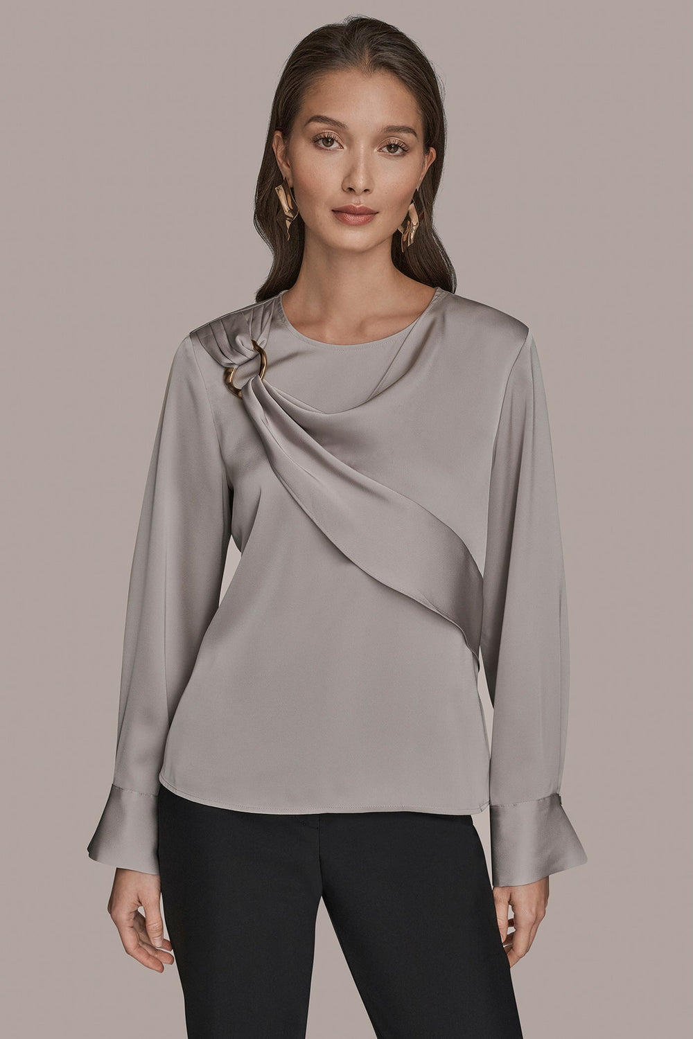 Donna Karan | LONG SLEEVE DRAPE BLOUSE