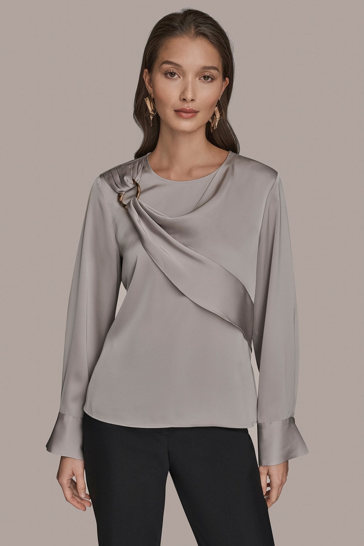 Donna Karan | LONG SLEEVE DRAPE BLOUSE