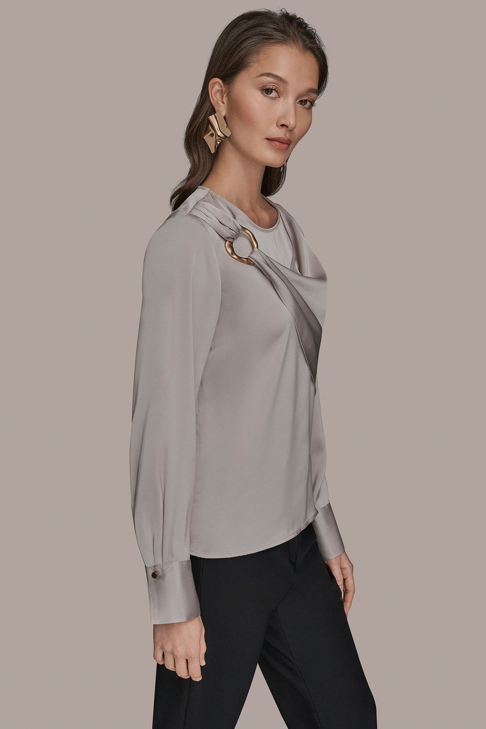 Donna Karan | LONG SLEEVE DRAPE BLOUSE