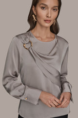 Donna Karan | LONG SLEEVE DRAPE BLOUSE
