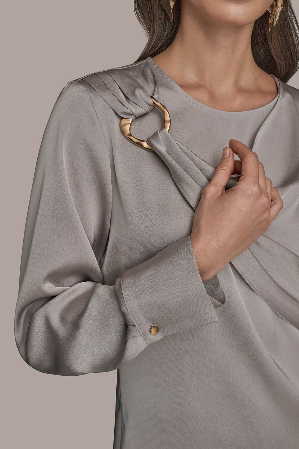Donna Karan | LONG SLEEVE DRAPE BLOUSE