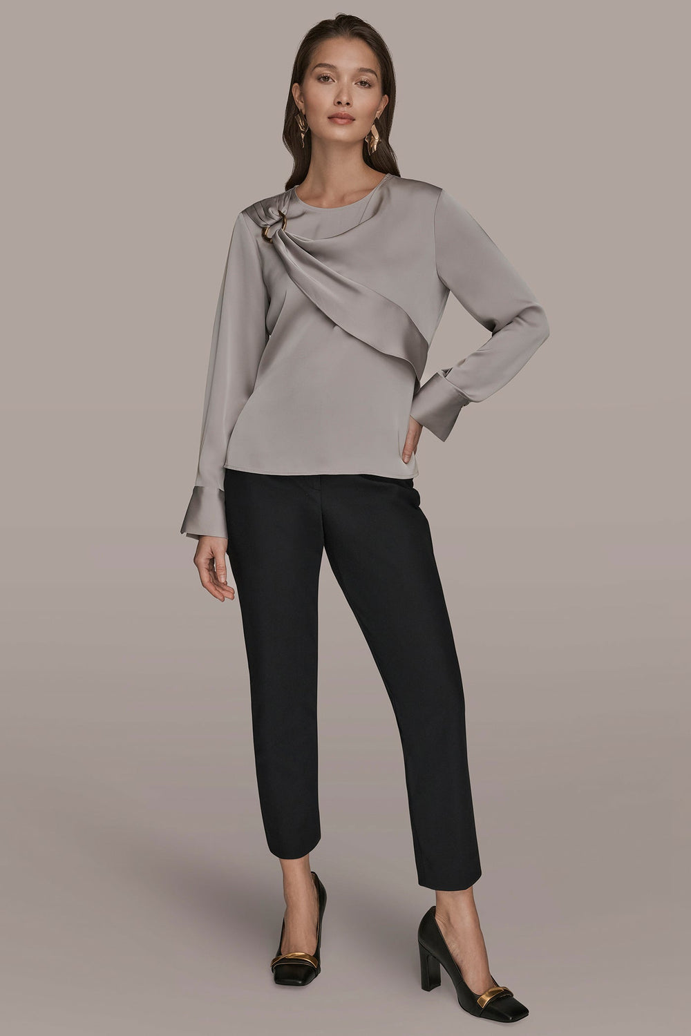 Donna Karan | LONG SLEEVE DRAPE BLOUSE