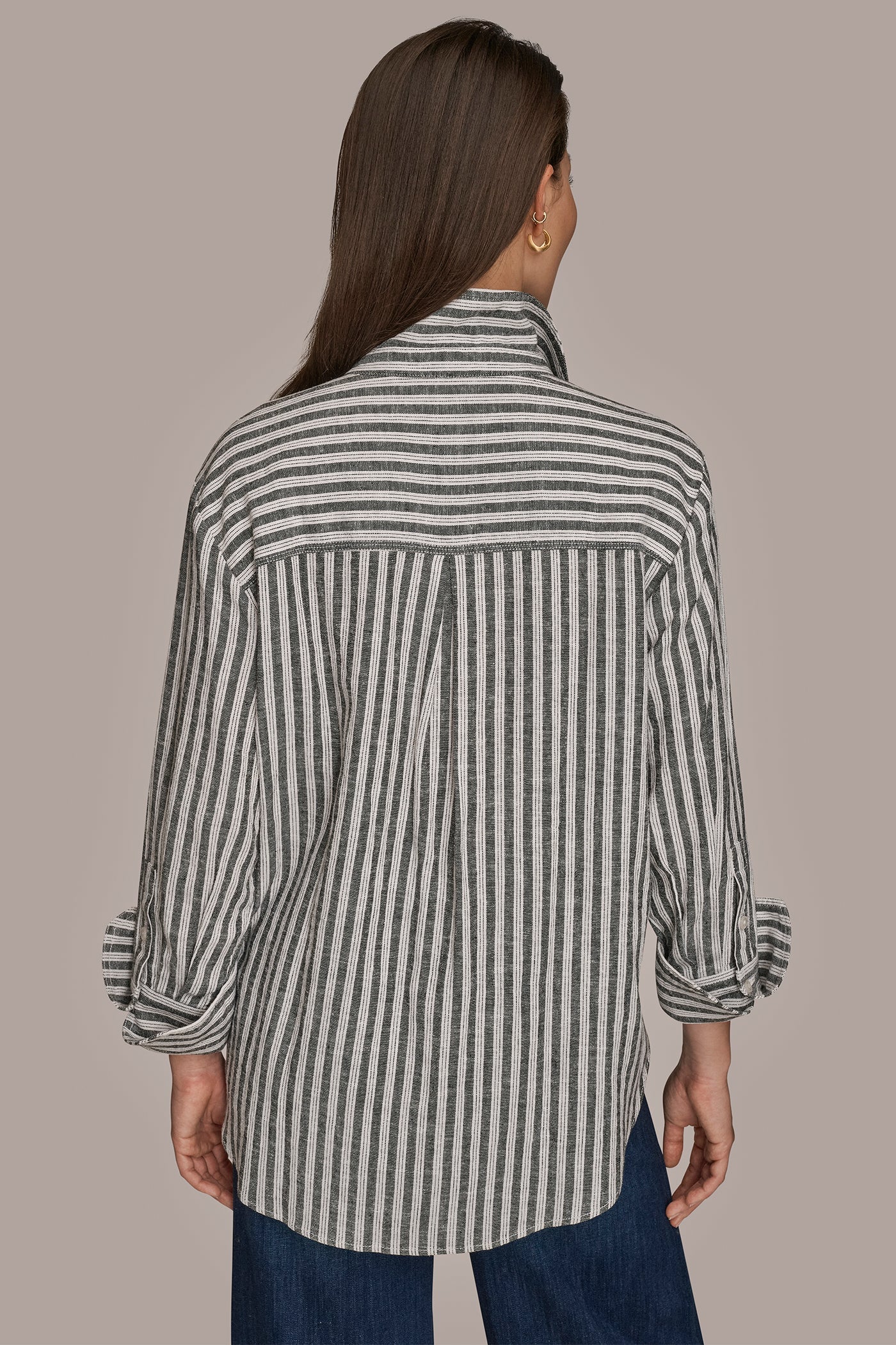 Donna Karan | LINEN-BLEND STRIPED SHIRT