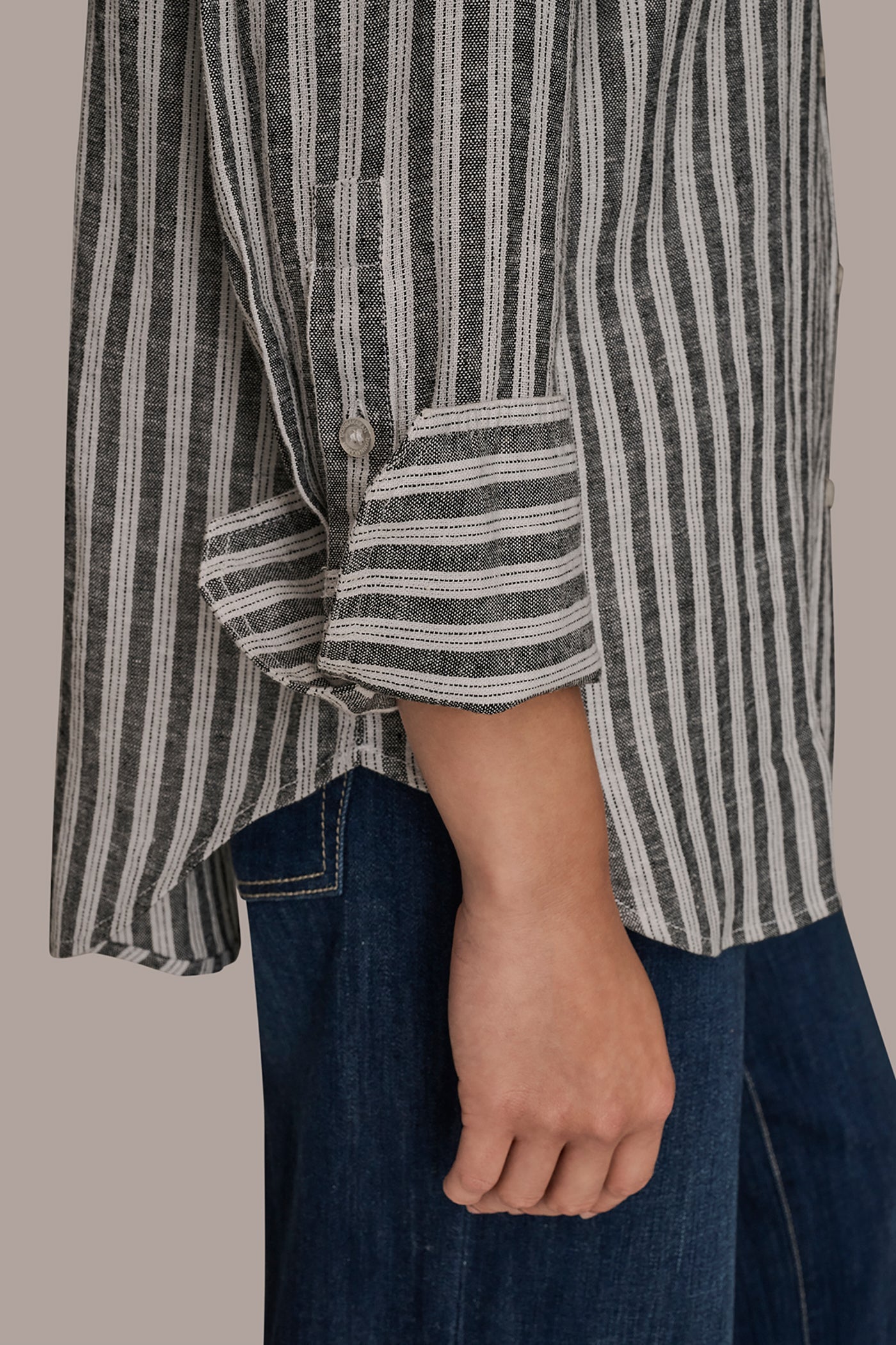 Donna Karan | LINEN-BLEND STRIPED SHIRT