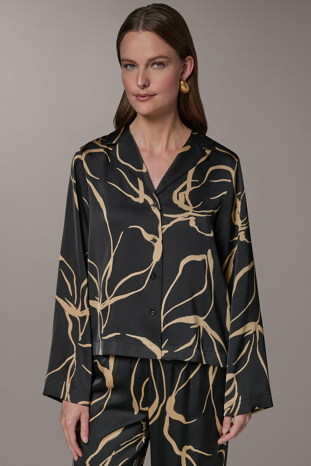 Donna Karan | LONG SLEEVE PRINT BLOUSE