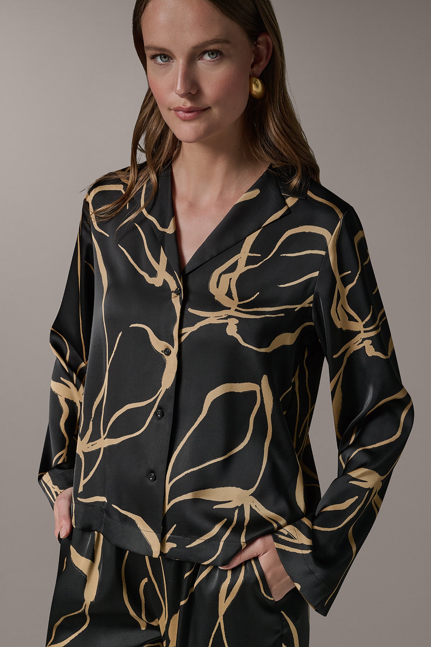 Donna Karan | LONG SLEEVE PRINT BLOUSE