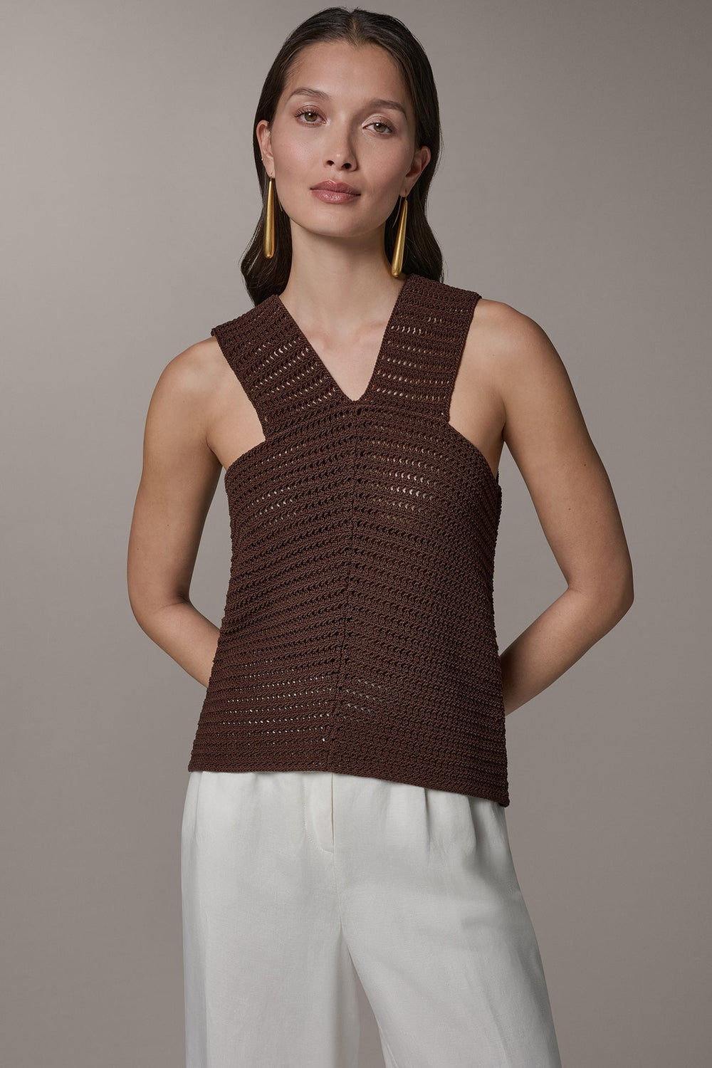 Donna Karan | SLEEVELESS METALLIC SWEATER TANK