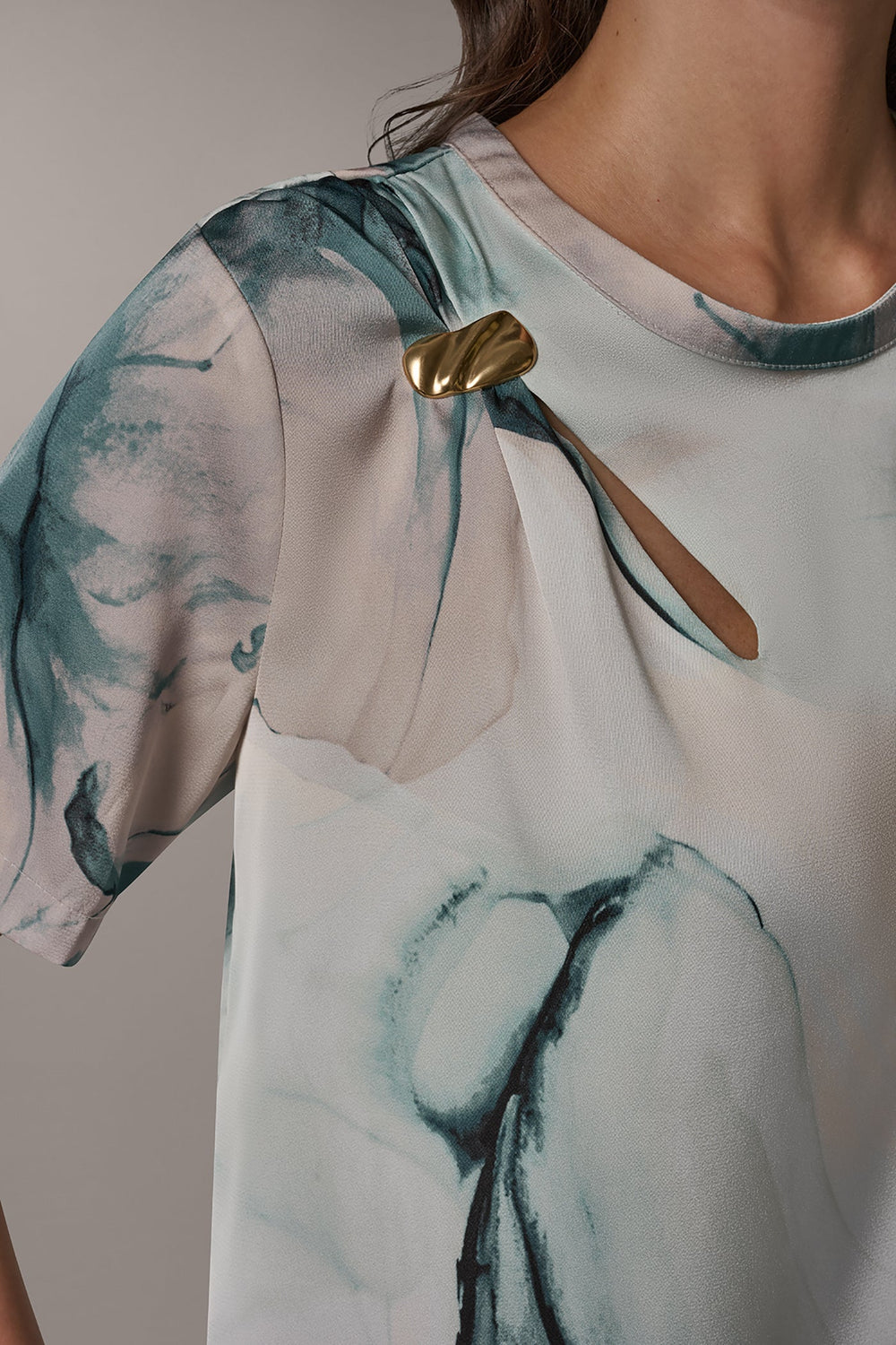 Donna Karan | MARBLE GOLD-TONE EMBELLISHED SHOULDER TOP