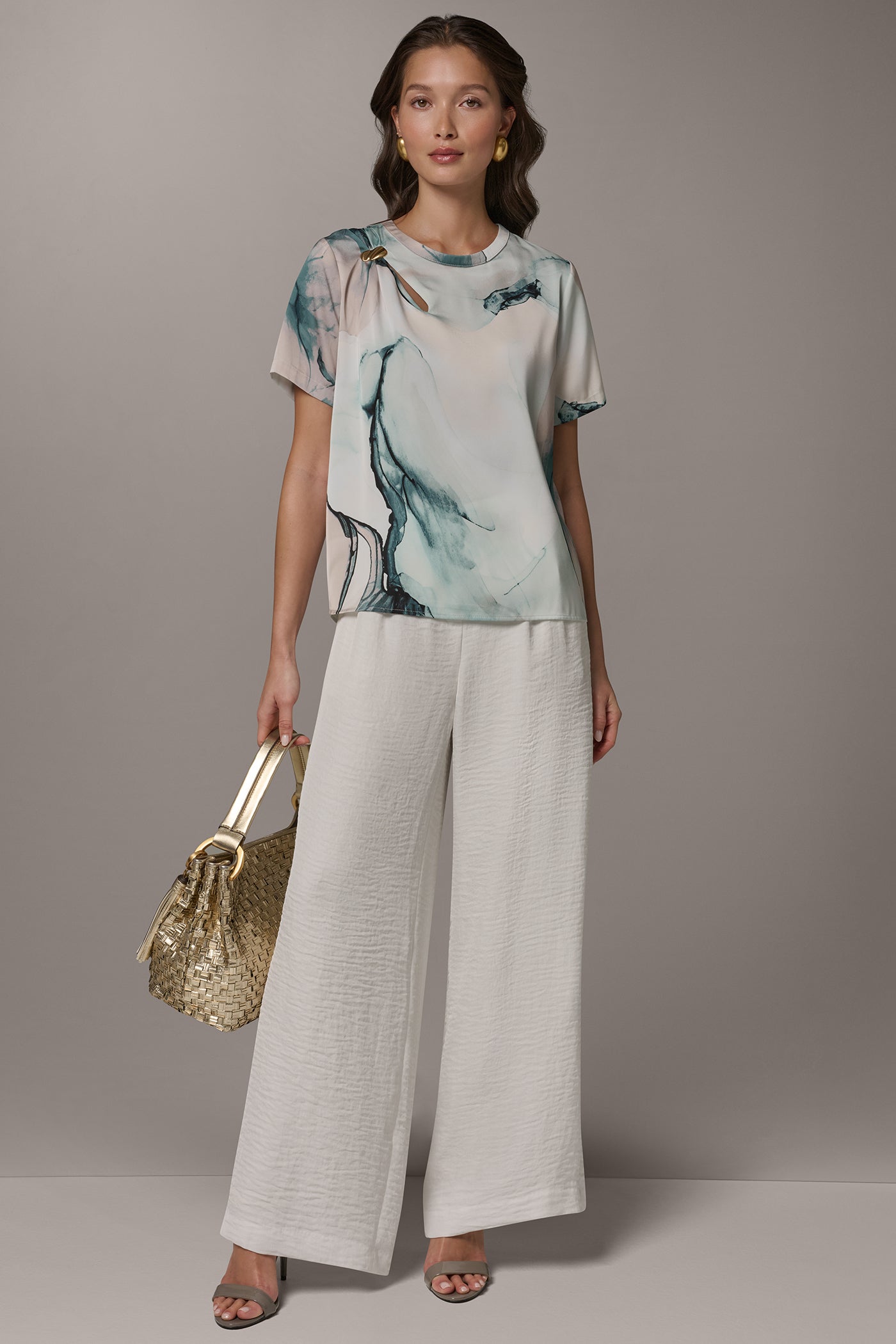 Donna Karan | MARBLE GOLD-TONE EMBELLISHED SHOULDER TOP