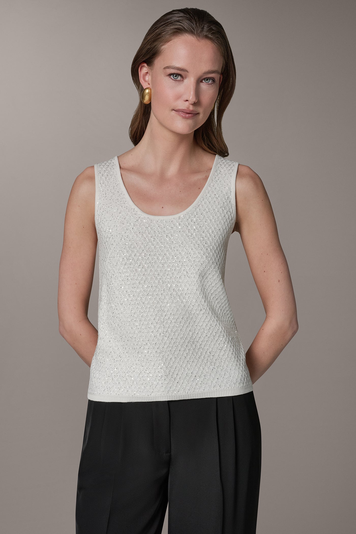 Donna Karan | SLEEVELESS SEQUIN SWEATER CAMI