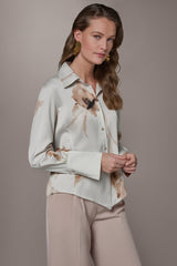 Donna Karan | SATIN FLORAL HIGH-LOW BLOUSE