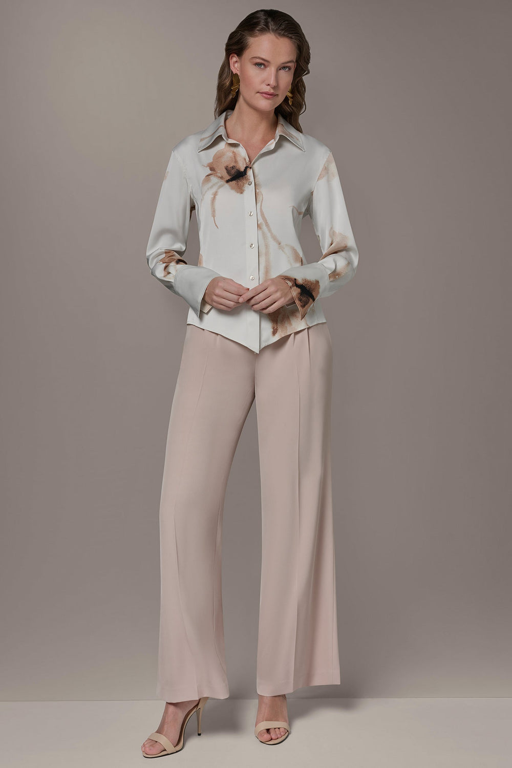 Donna Karan | SATIN FLORAL HIGH-LOW BLOUSE
