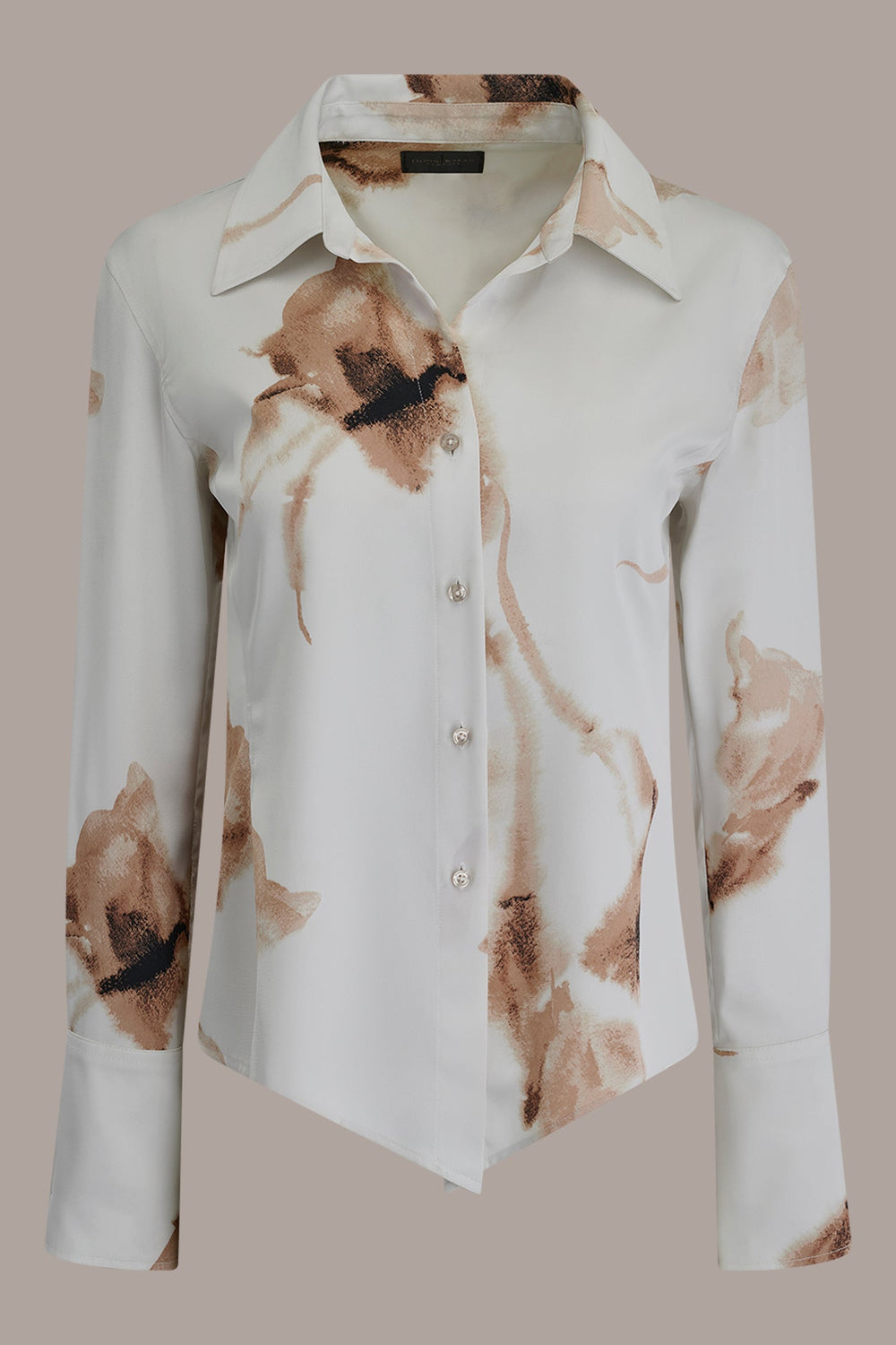 Donna Karan | SATIN FLORAL HIGH-LOW BLOUSE