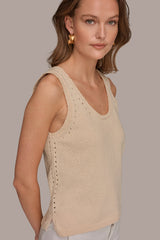 Donna Karan | SLEEVELESS POINTELLE STITCH TANK