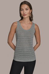 Donna Karan | SLEEVELESS SCOOP-NECK POINTELLE SHELL SWEATER