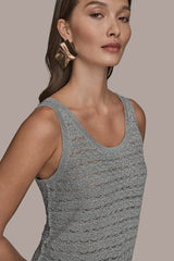 Donna Karan | SLEEVELESS SCOOP-NECK POINTELLE SHELL SWEATER