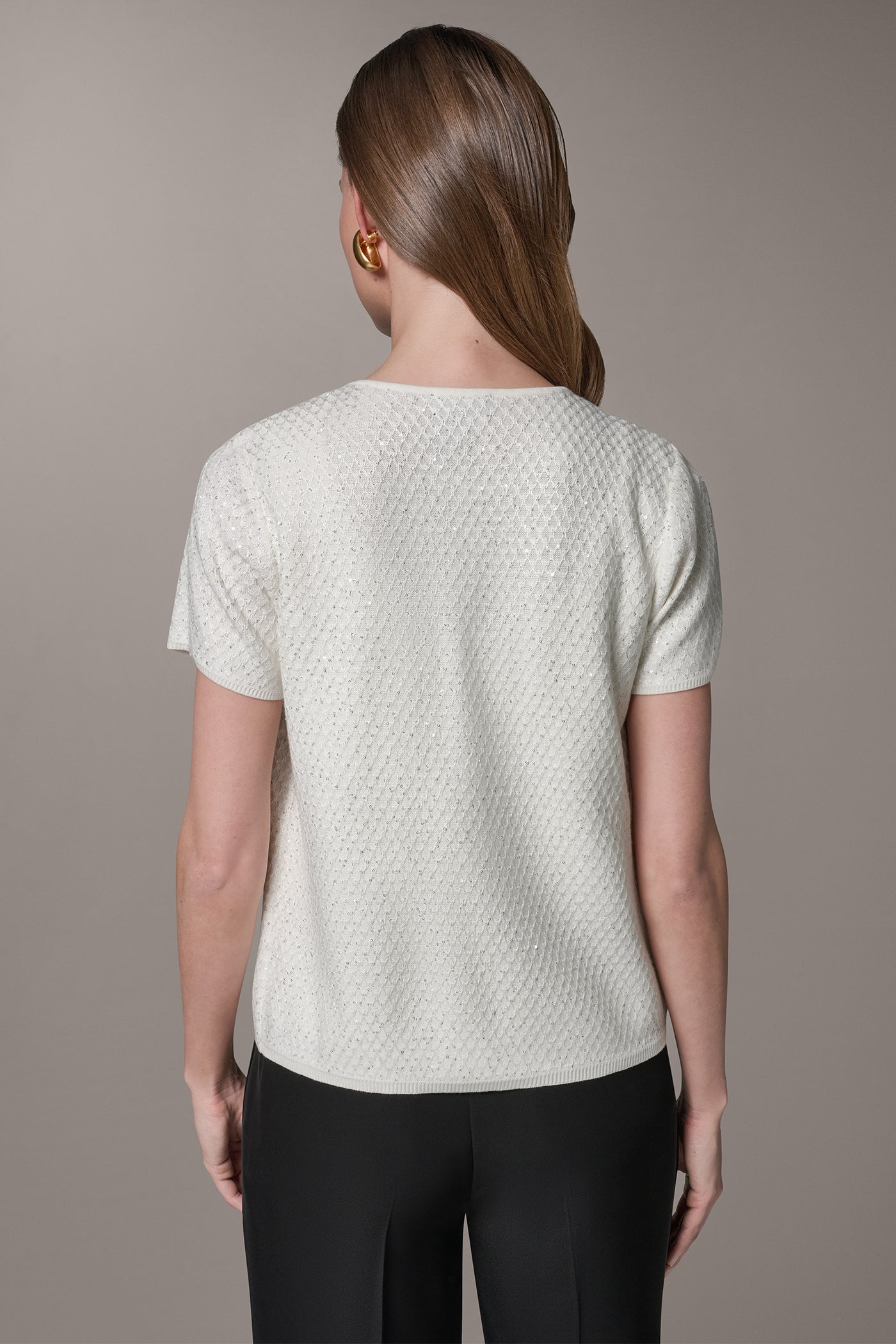 Donna Karan | SHORT SLEEVE SEQUIN CARDIGAN