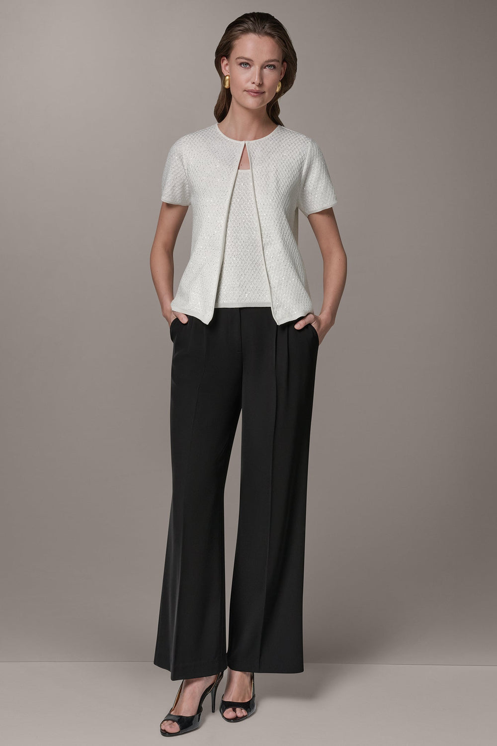 Donna Karan | SHORT SLEEVE SEQUIN CARDIGAN