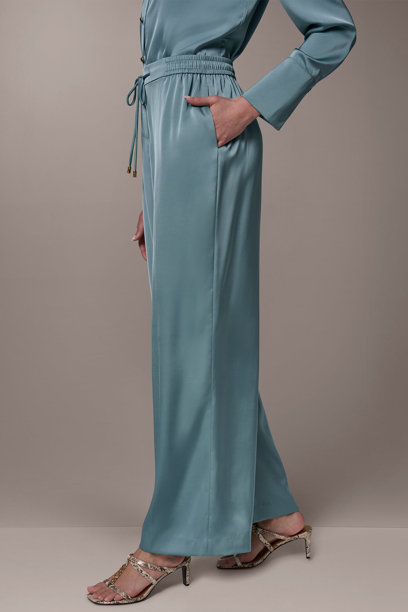 Donna Karan | SATIN HIGH-RISE WIDE-LEG PANT