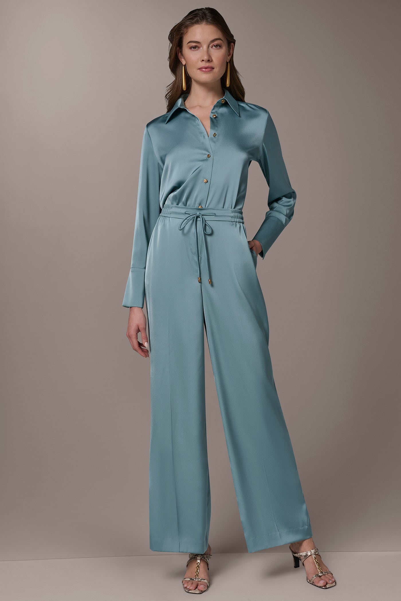 Donna Karan | SATIN HIGH-RISE WIDE-LEG PANT