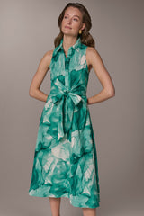Donna Karan | LINEN-BLEND FLORAL MIDI SHIRT DRESS