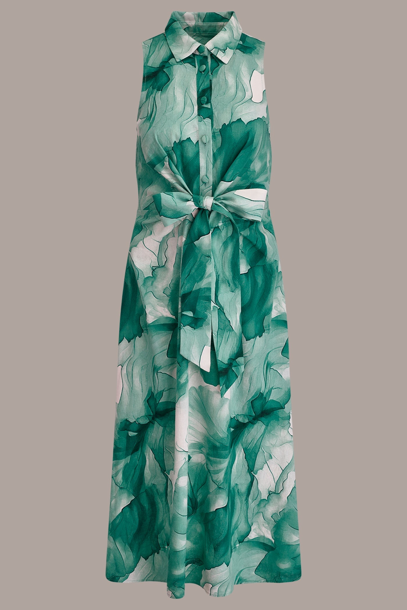 Donna Karan | LINEN-BLEND FLORAL MIDI SHIRT DRESS