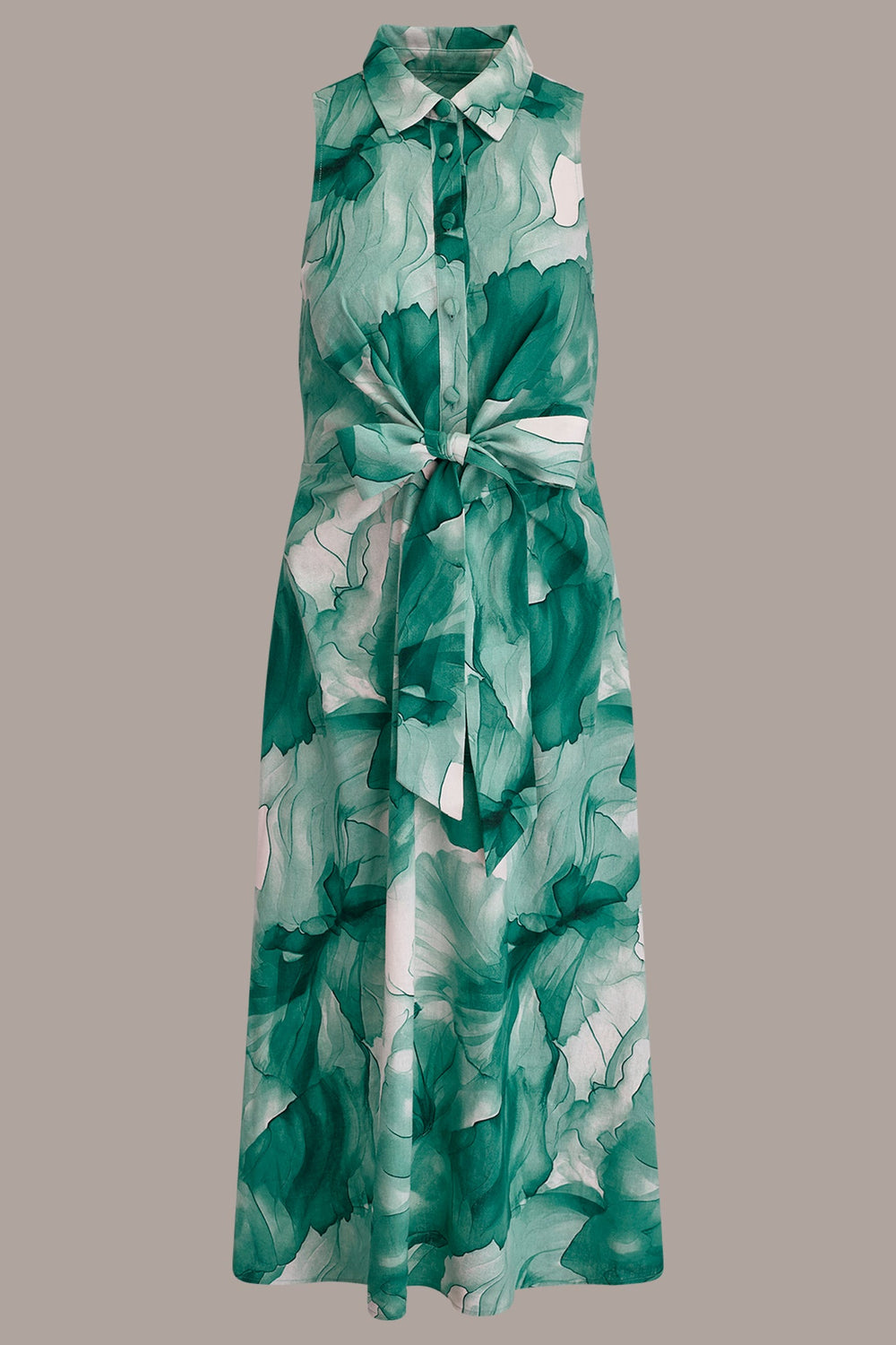 Donna Karan | LINEN-BLEND FLORAL MIDI SHIRT DRESS