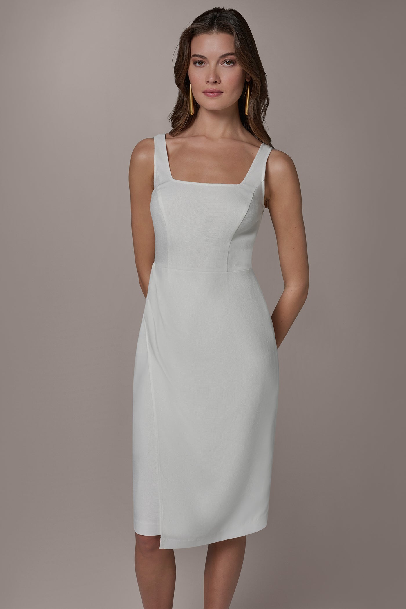 Donna Karan | TENCEL WRAP-EFFECT MIDI SHEATH DRESS