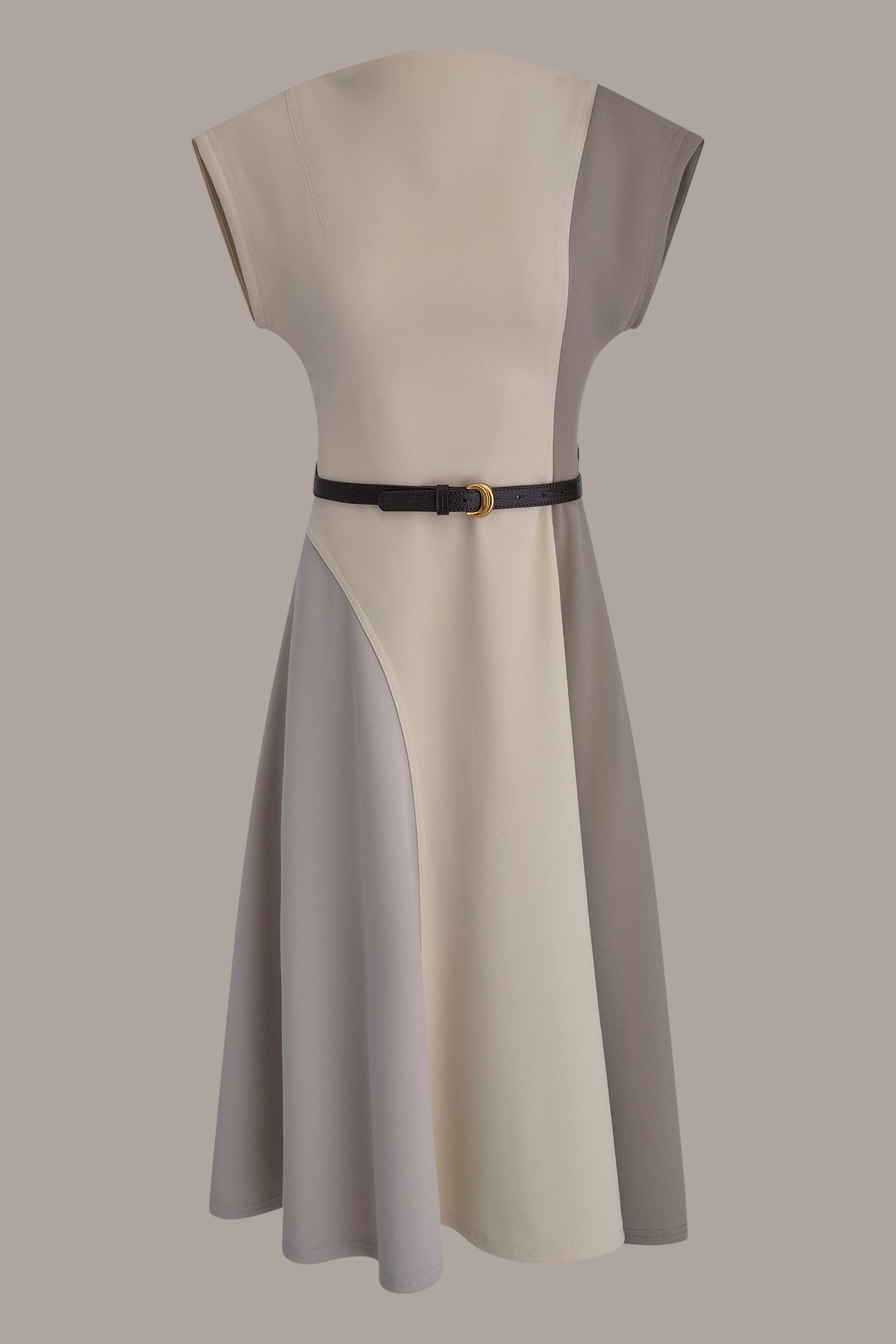 Donna Karan | CAP SLEEVE COLOR-BLOCK MIDI DRESS