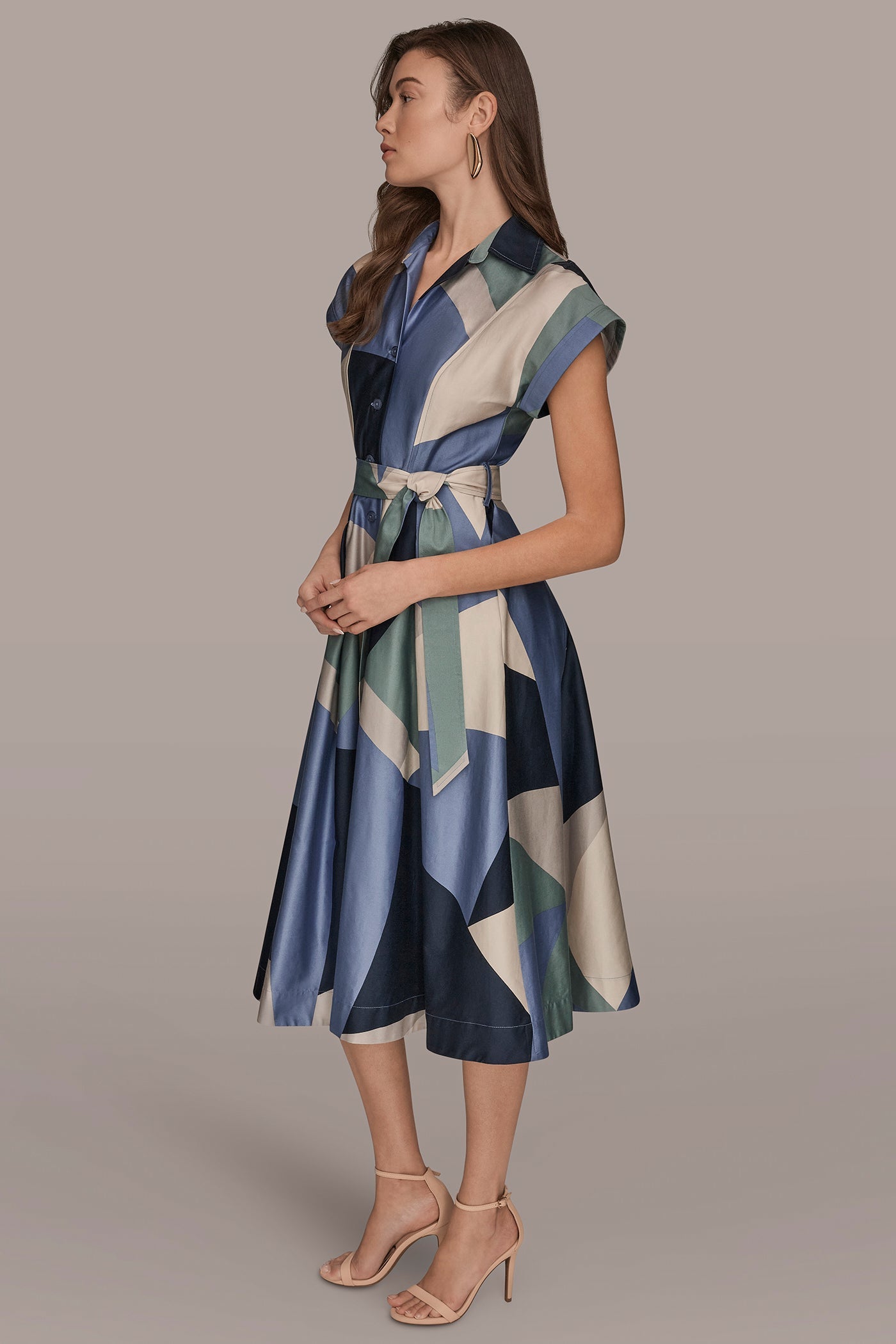 Donna Karan | COTTON PRINTED MIDI SHIRT DRESS