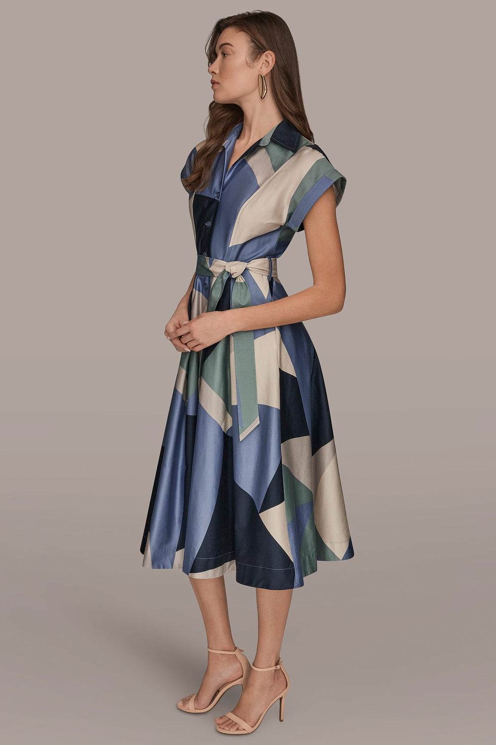 Donna Karan | COTTON PRINTED MIDI SHIRT DRESS