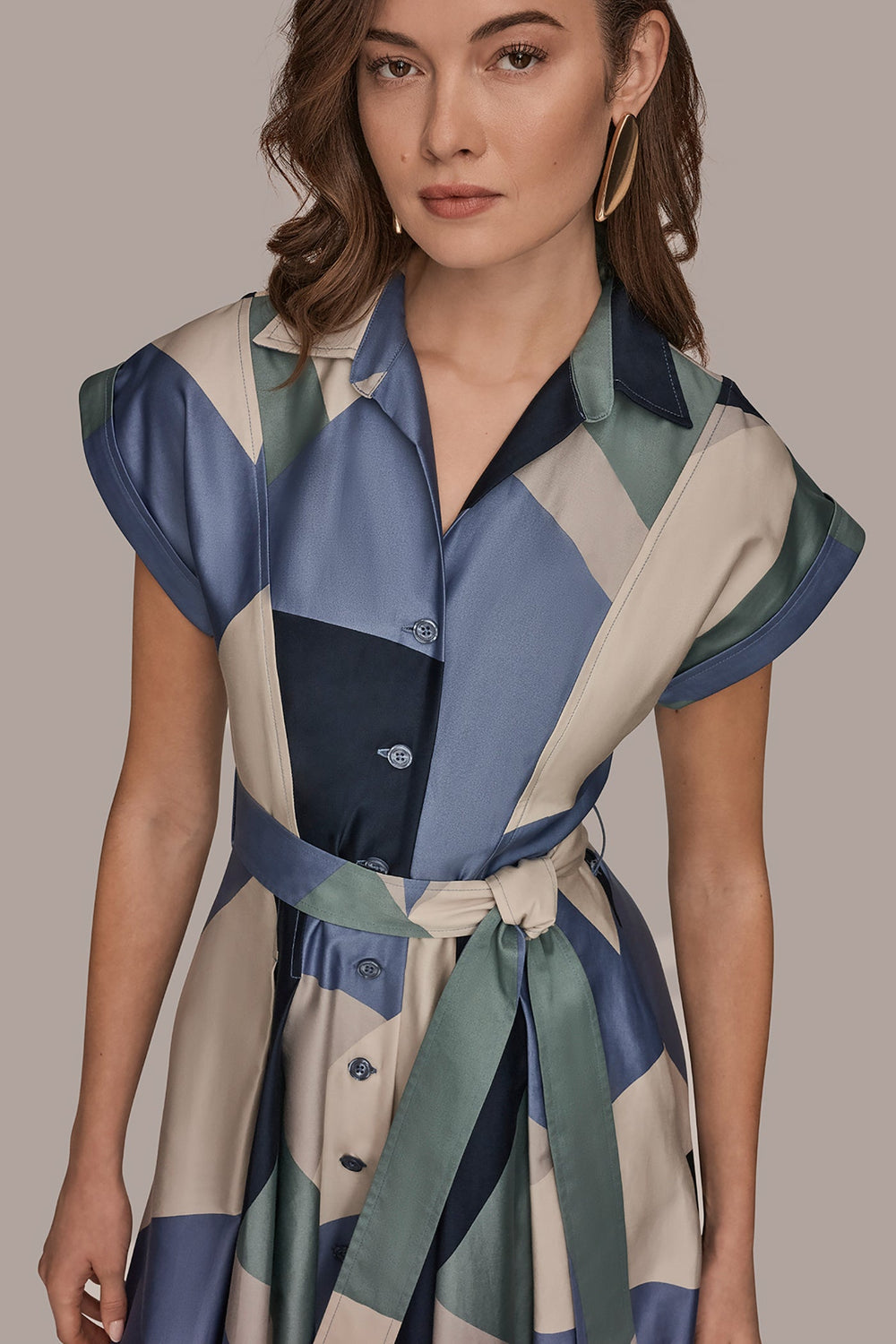Donna Karan | COTTON PRINTED MIDI SHIRT DRESS