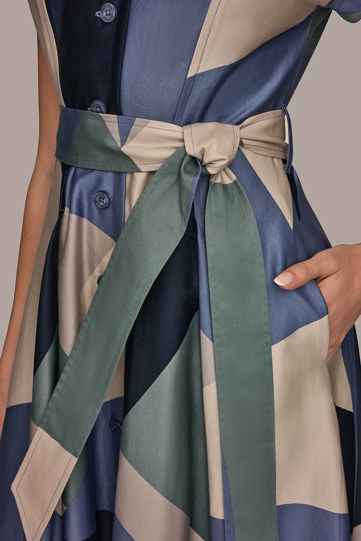 Donna Karan | COTTON PRINTED MIDI SHIRT DRESS