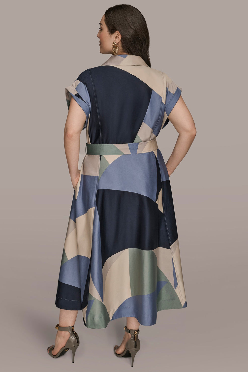 Donna Karan | COTTON PRINTED MIDI SHIRT DRESS