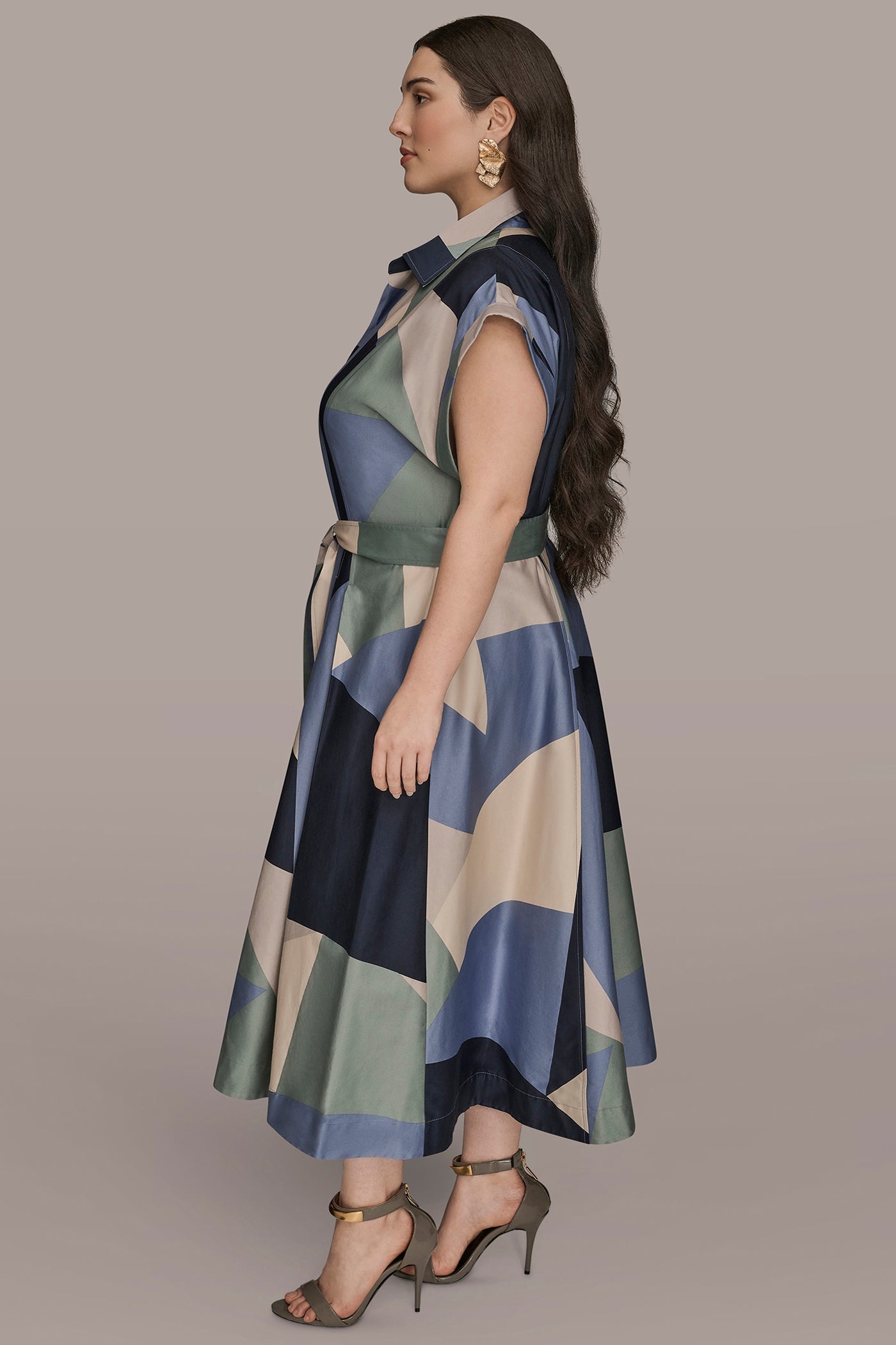 Donna Karan | COTTON PRINTED MIDI SHIRT DRESS