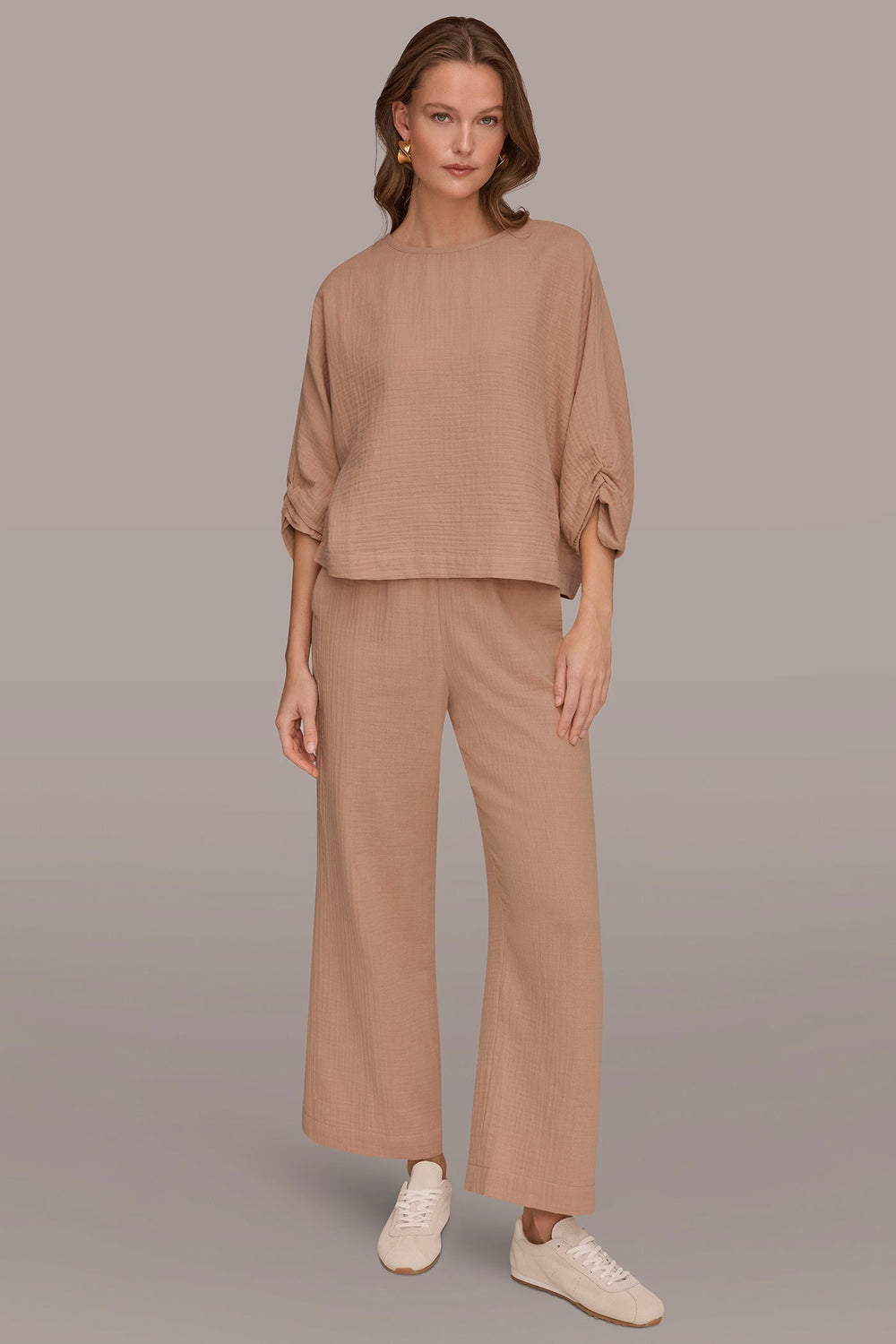 Donna Karan | 3/4 SLEEVE TWIST CUFF BLOUSE