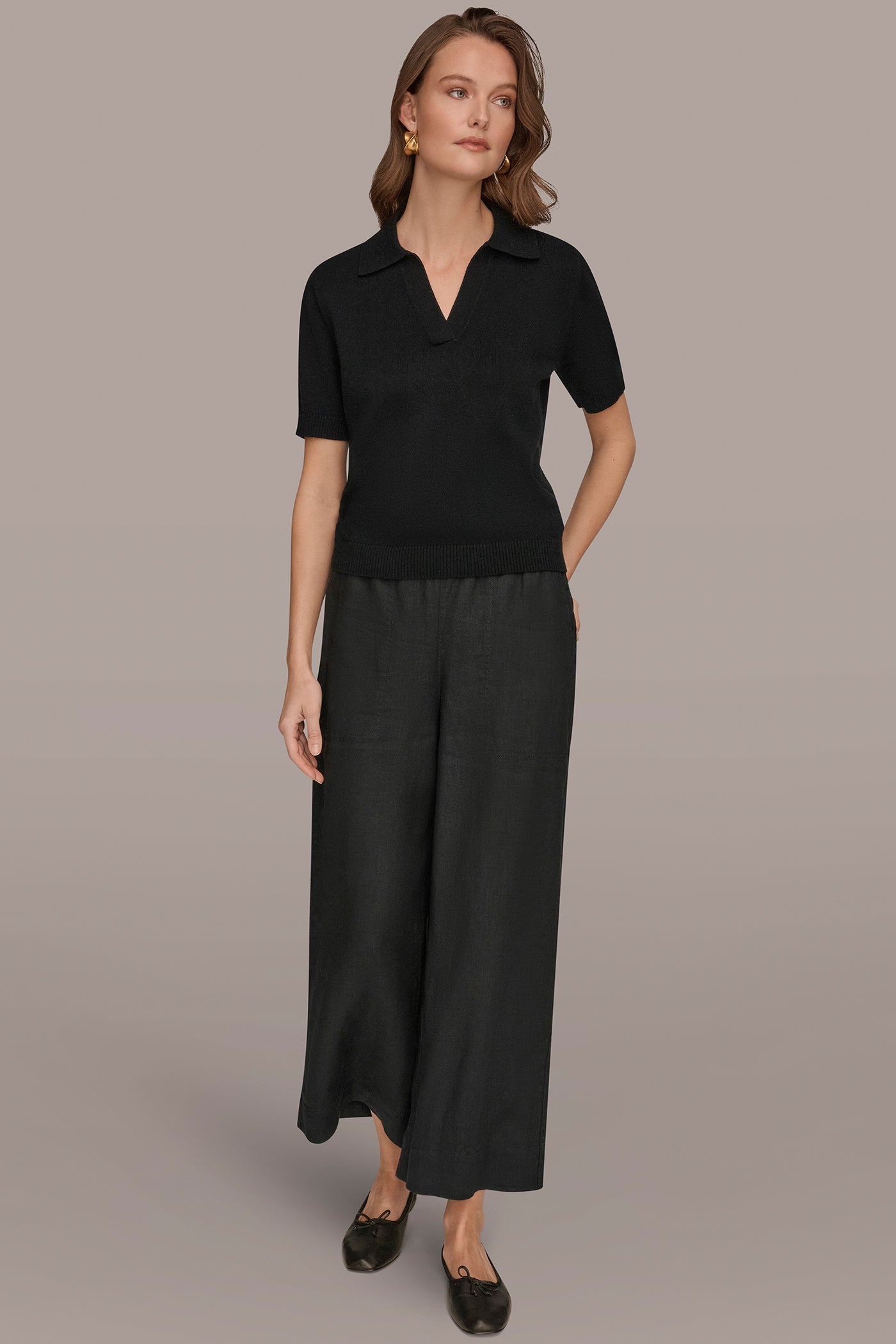 Donna Karan | COTTON AND CASHMERE POLO SWEATER