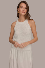Donna Karan | SLEEVELESS HALTER SWEATER TANK