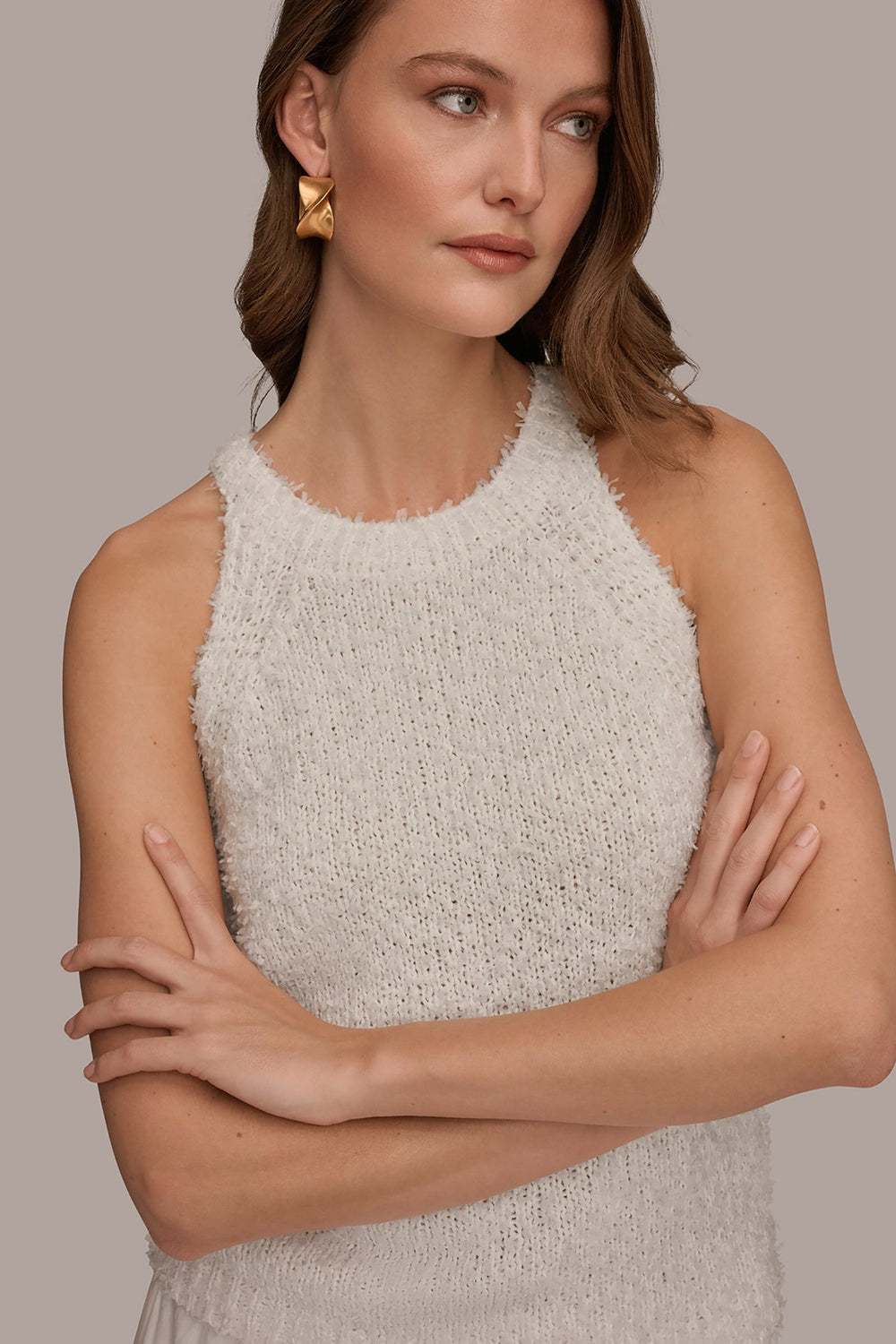 Donna Karan | SLEEVELESS HALTER SWEATER TANK