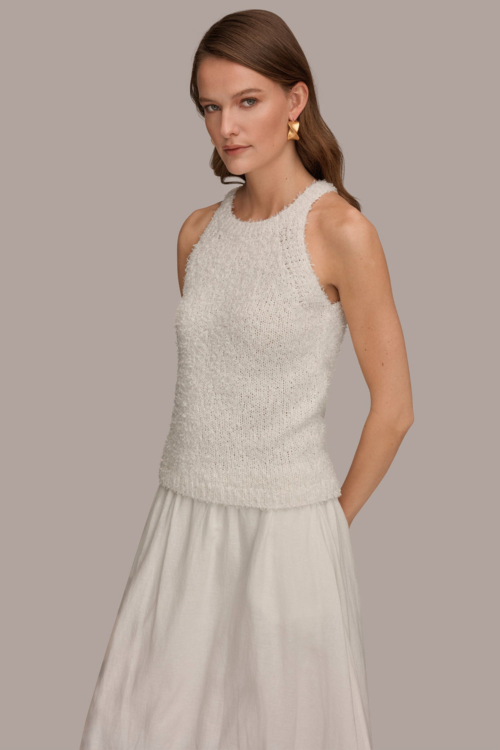 Donna Karan | SLEEVELESS HALTER SWEATER TANK