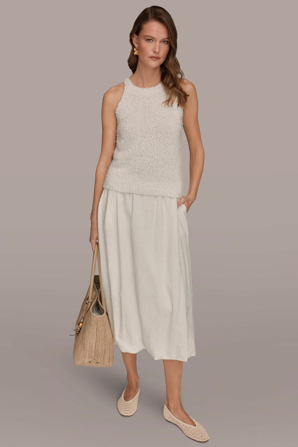 Donna Karan | SLEEVELESS HALTER SWEATER TANK